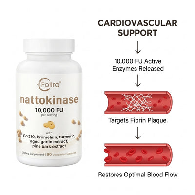 Folira 8-in-1 Nattokinase Complex: Dissolve Fibrin Clots & Restore Performance