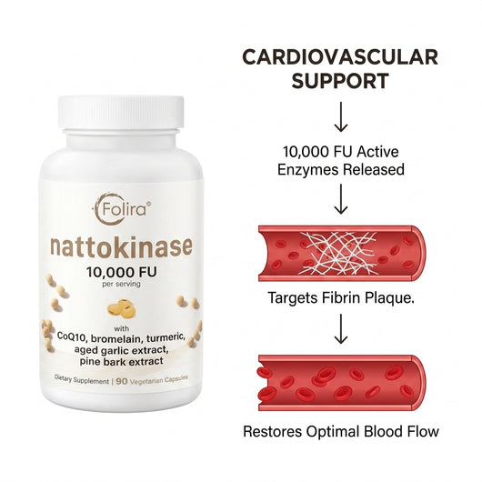 Folira 8-in-1 Nattokinase Complex: Dissolve Fibrin Clots & Restore Performance