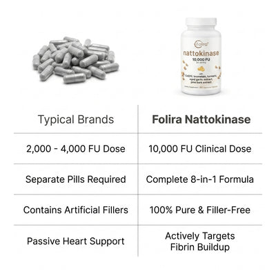 Folira 8-in-1 Nattokinase Complex: Dissolve Fibrin Clots & Restore Performance