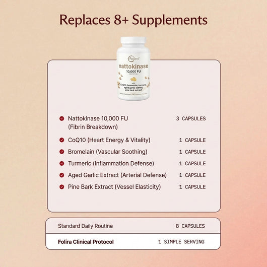 Folira 8-in-1 Nattokinase Complex: Dissolve Fibrin Clots & Restore Performance